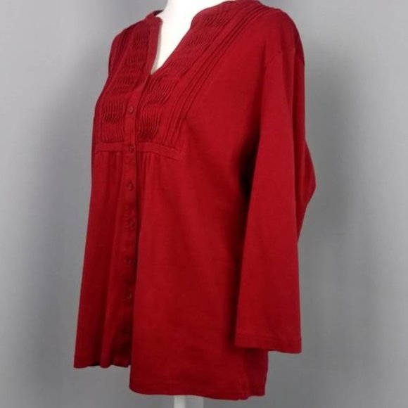 Karen Scott - Button-up V-Neck Blouse Size 1X - Picture 2 of 5
